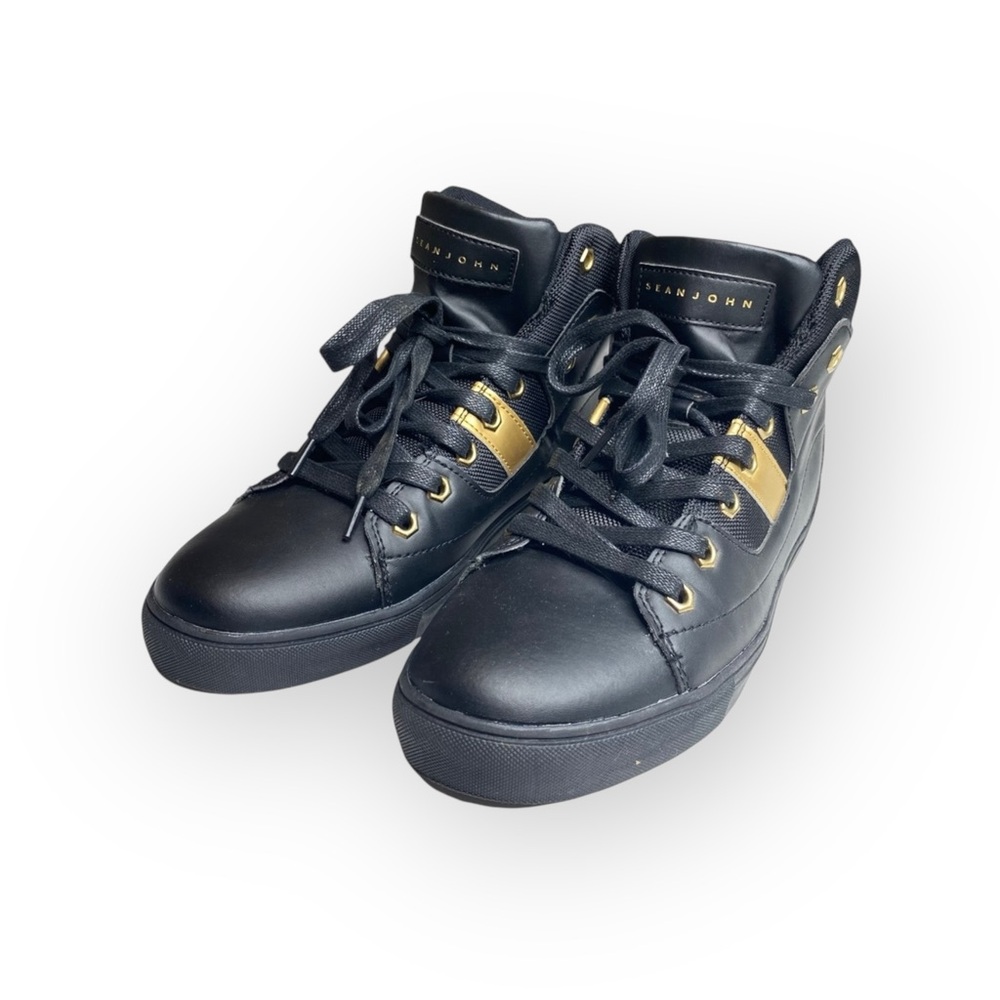Sean John ᯾ Men’s Shoes Hardlined High Top Sneakers ᯾ Black + Gold ᯾ 8M EUR 41 - Picture 7 of 16